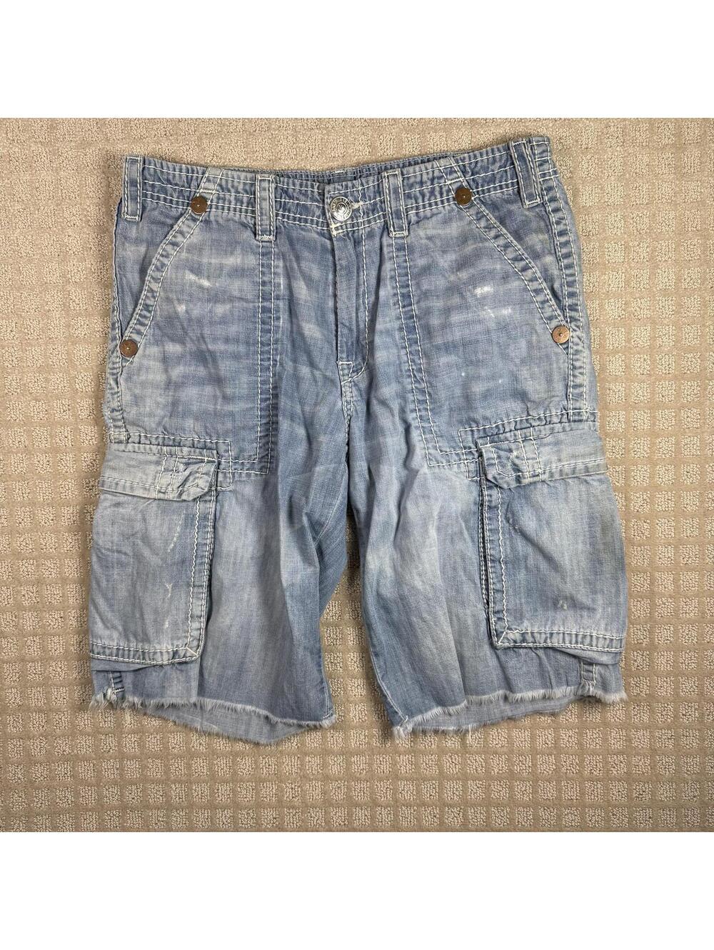 Y2K True Religion Denim Cargo Shorts Size 31